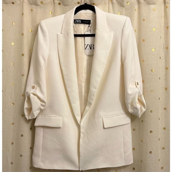 Zara Jackets & Blazers - NWT - Zara blazer with rolled-up sleeves - small/off white